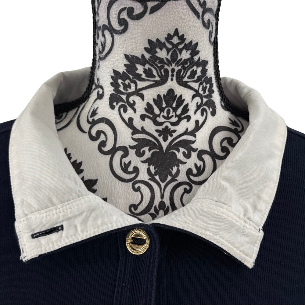 Lauren Ralph Lauren Vintage Cardigan Jacket Navy White Collar Gold Logo Buttons - Picture 5 of 11